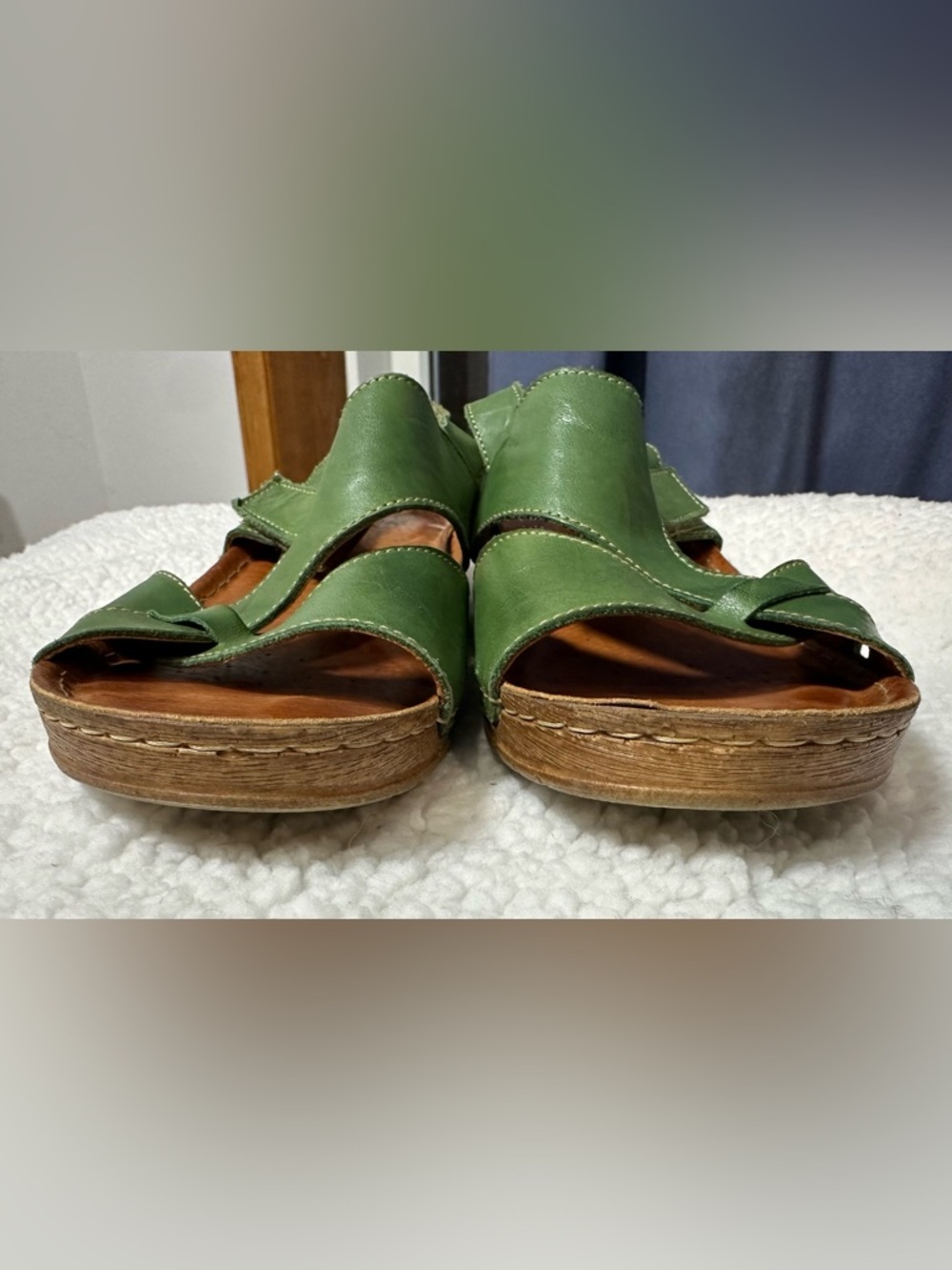 V Italia Women's Green Leather Slingback Sandals with Adjustable Strap 41 / 10 - Picture 4 of 8
